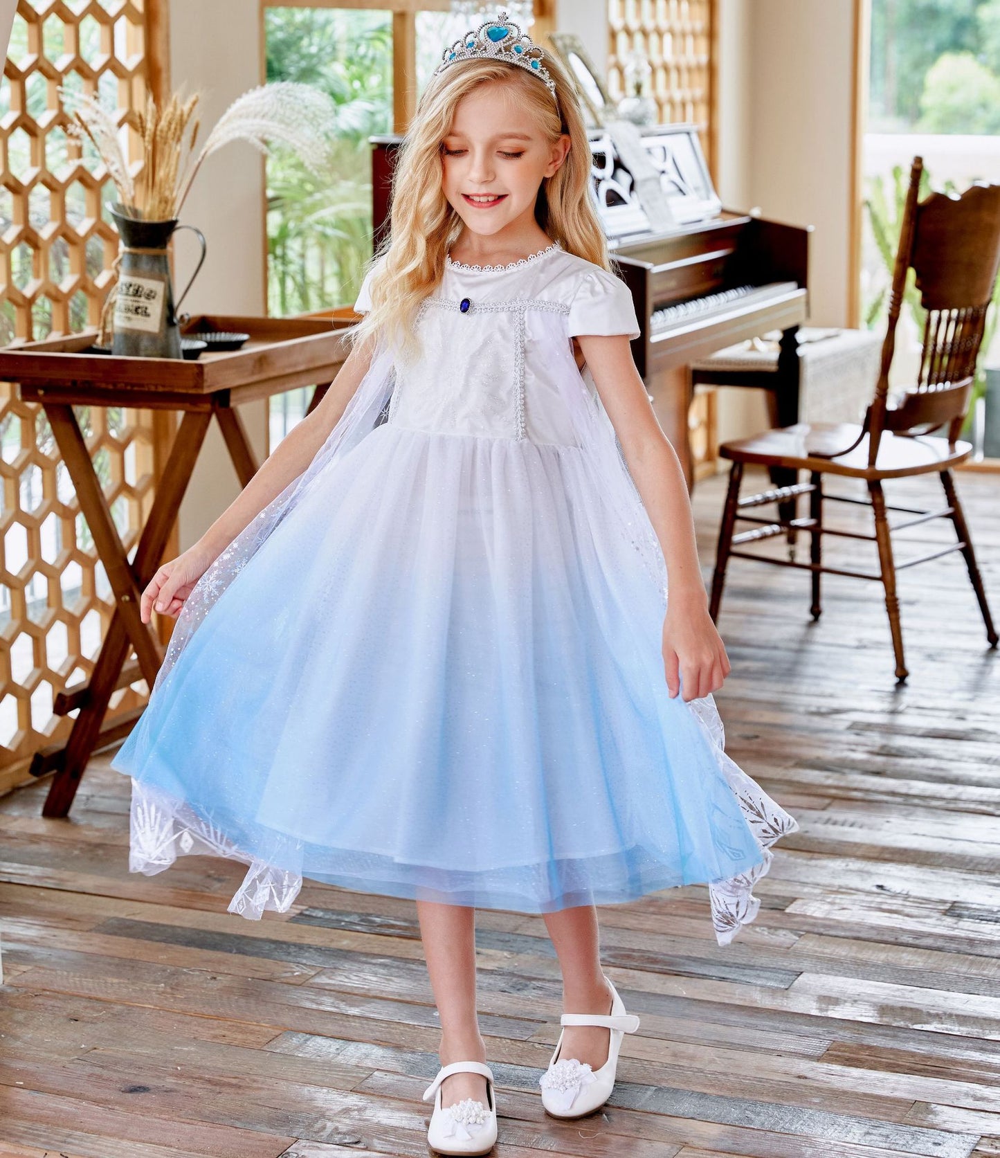 VLOVELAW Princess Elsa Dress Frozen Summer Girls Birthday Skirt New Children Dress Little Girl Western Style