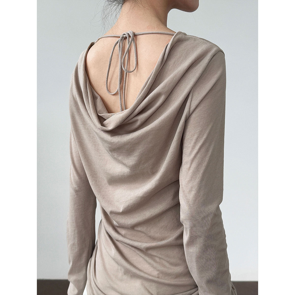 Luxi, Korean design sense, back swing collar strap inside T-shirt women's summer new sunscreen bottoming shirt 2682