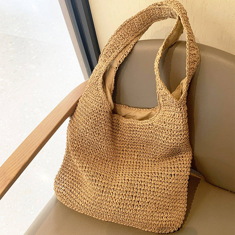 VLOVELAW Commuter Woven Bag Shoulder Bag Spring New Mori Artistic Straw Korean Style Portable Retro Large Capacity