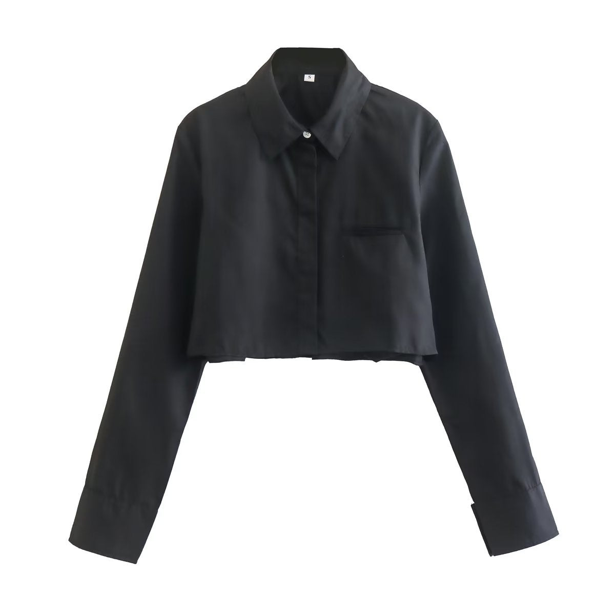 VLOVELAW INS European and American Beauty Bloggers Style Lapel Shirt for Women Autumn New Loose Short Midriff Outfit Top Shirt