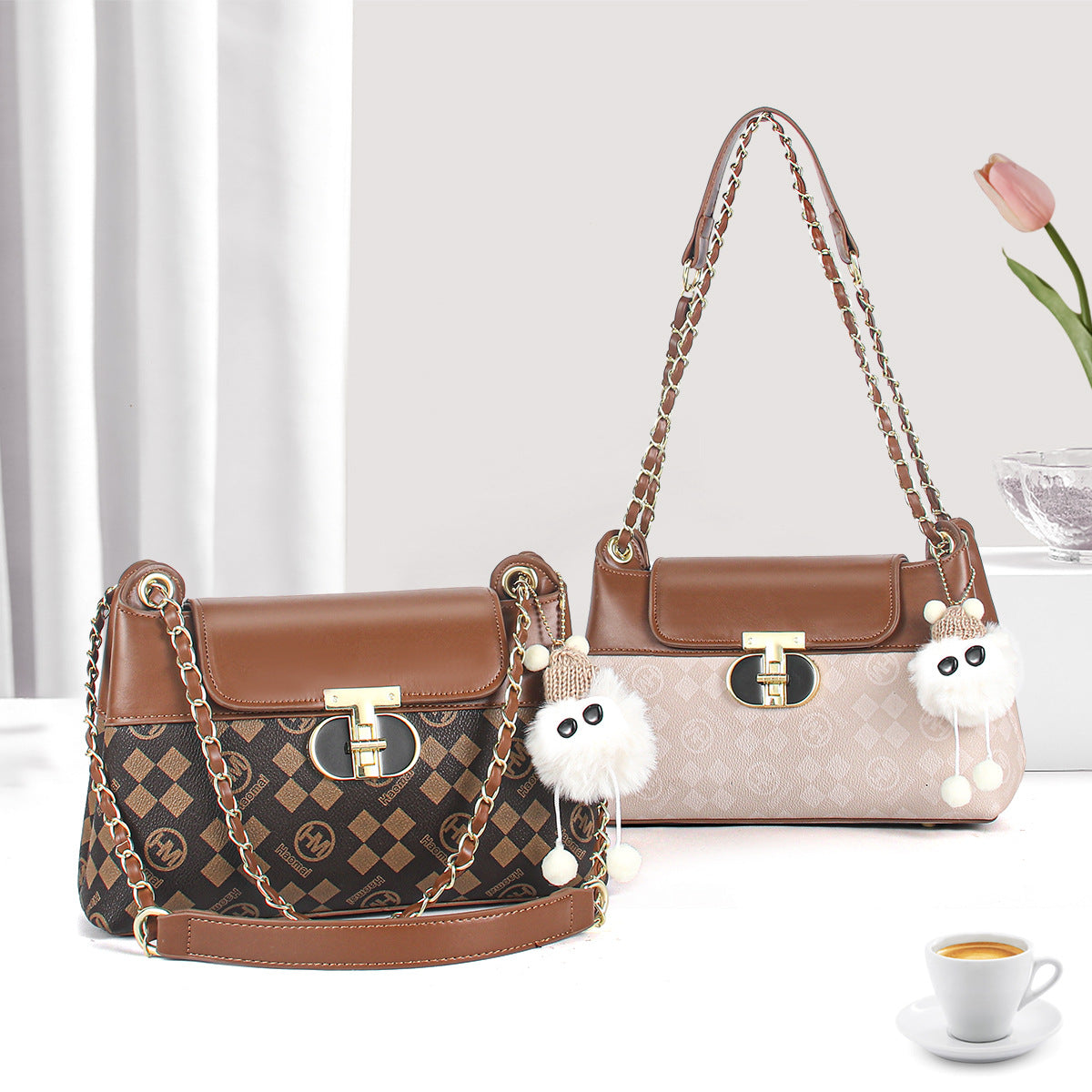 VLOVELAW 2025 Printed chain niche bag women's bag popular new mother bag versatile messenger bag women's Popular trade shoulder messenger bag