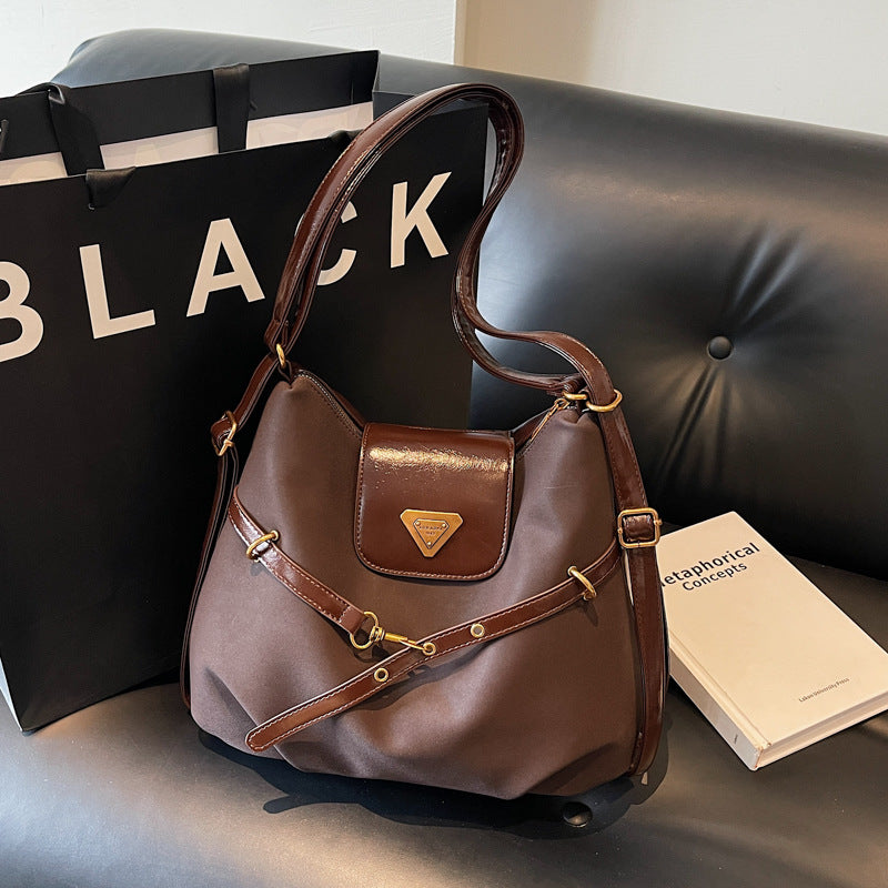 VLOVELAW 2025 Casual commuting retro matte large-capacity bag women's popular new fashion double shoulder back bag single shoulder tote bag