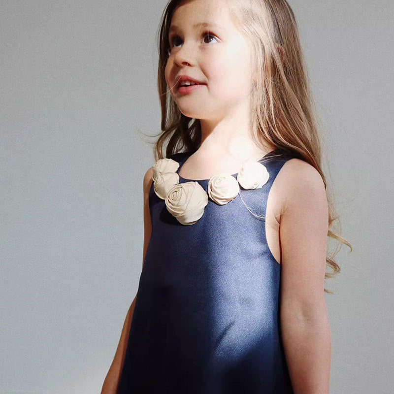 VLOVELAW Girl's Small Rose Dress KS Same Style Spring and Summer Baby Dress Party Birthday Sleeveless Princess Dress
