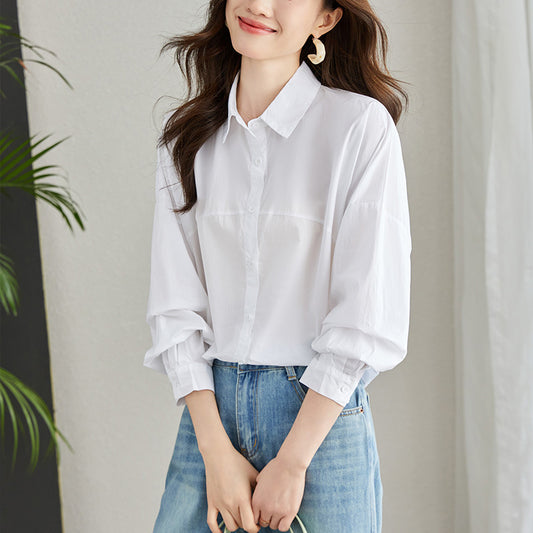 direct sales long-sleeved white shirt design sense niche commuting loose autumn cash chic shirt