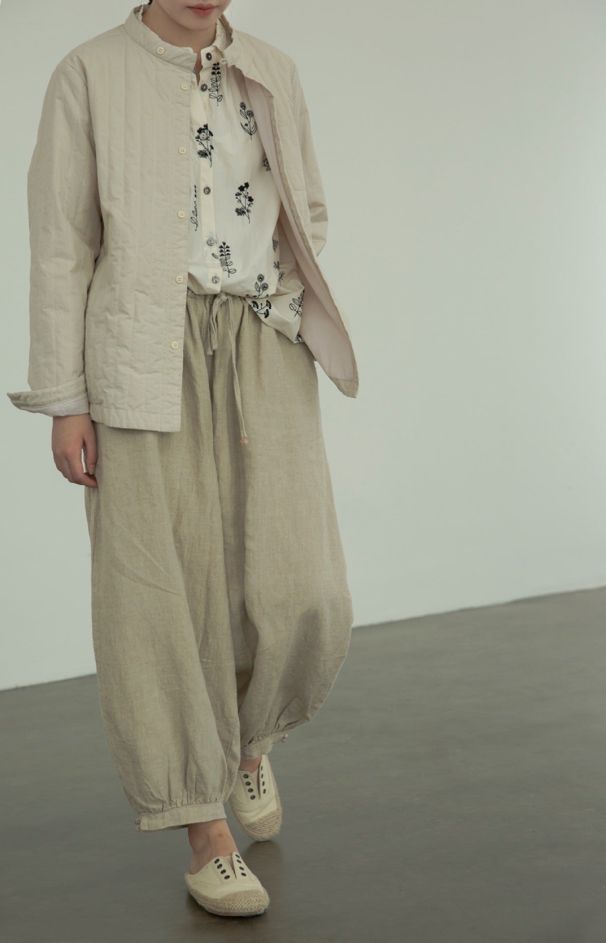 Autumn Embroidered Combed Cotton Shirt, Pastoral Life Wenqing Versatile Loose Long Sleeve Top S22307