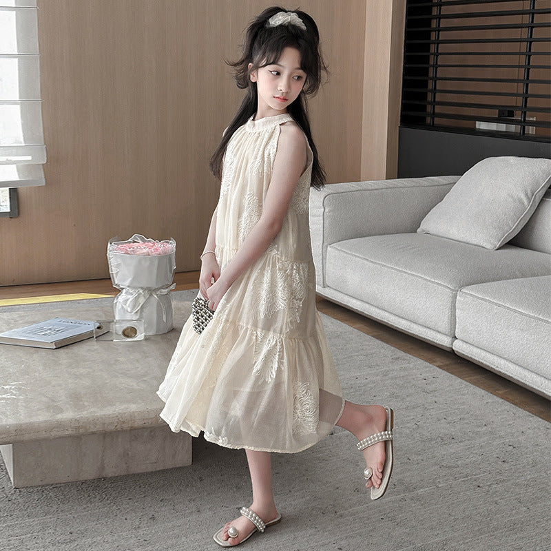 VLOVELAW Girls' Dress Summer Dress New Western Style Girls' Dress Strap Dress for Girls in Teens Children's Summer Princess Dress