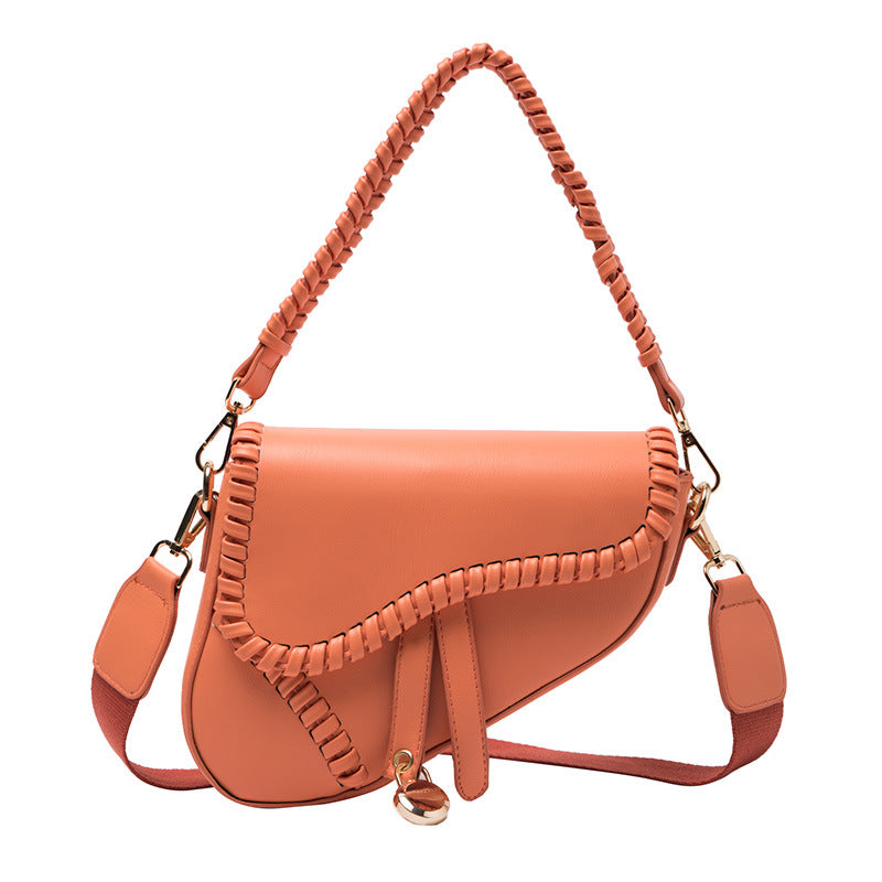 VLOVELAW Bag Women's Bag Autumn New Fashion Shoulder Crossbody Personality Saddle Bag Korean Style Pure Color Artistic Trendy Bag Women's