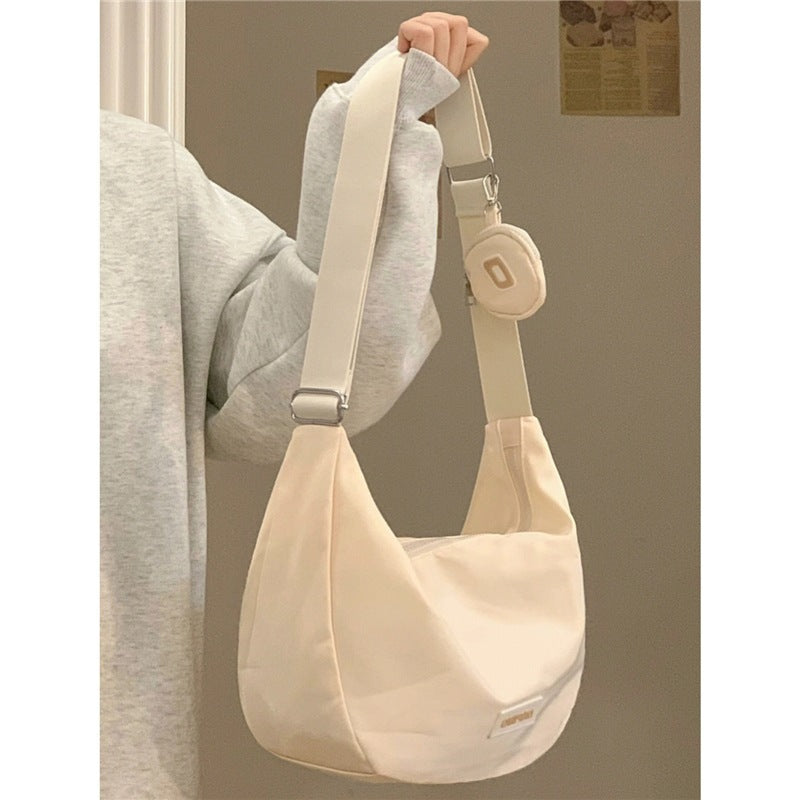 vlovelaw Nylon Dumpling Bag Spring/Summer Ins Trendy Canvas Bag Versatile Artistic Dumpling Bag College Student Unit Price Messenger Bag