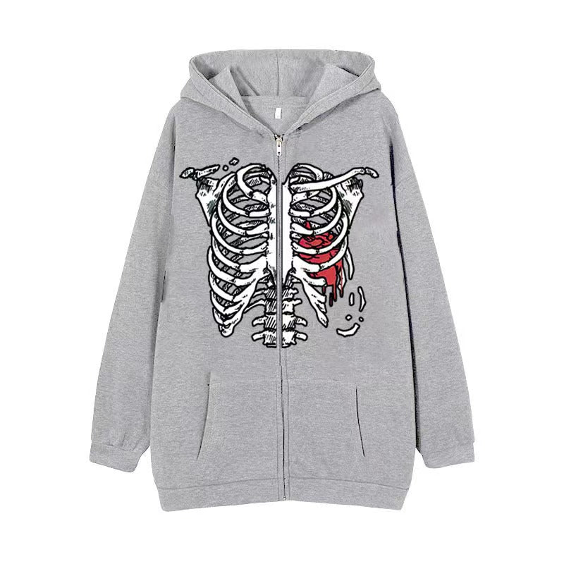 VLOVELAW 2025 Popular and Diablo Skull Sweatshirt Men's and Women's Hoodies Goth Couple Harajuku Large Size Zipper Sweater