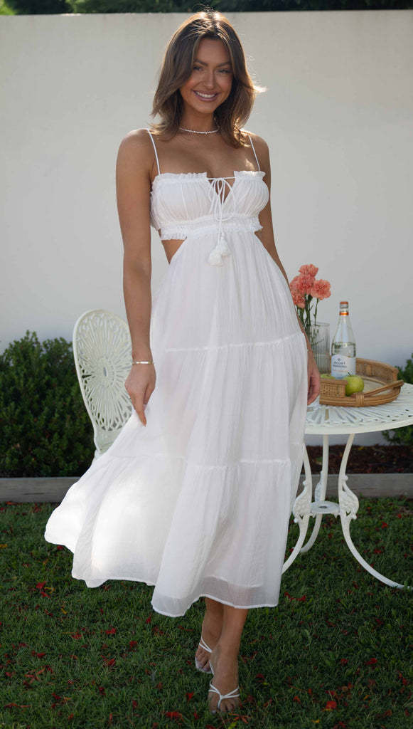 VLOVELAW Summer New Women's Cross-Border European and American Temperament Camisole Sexy Cutout Long Dress Backless Stitching Large Swing Dress
