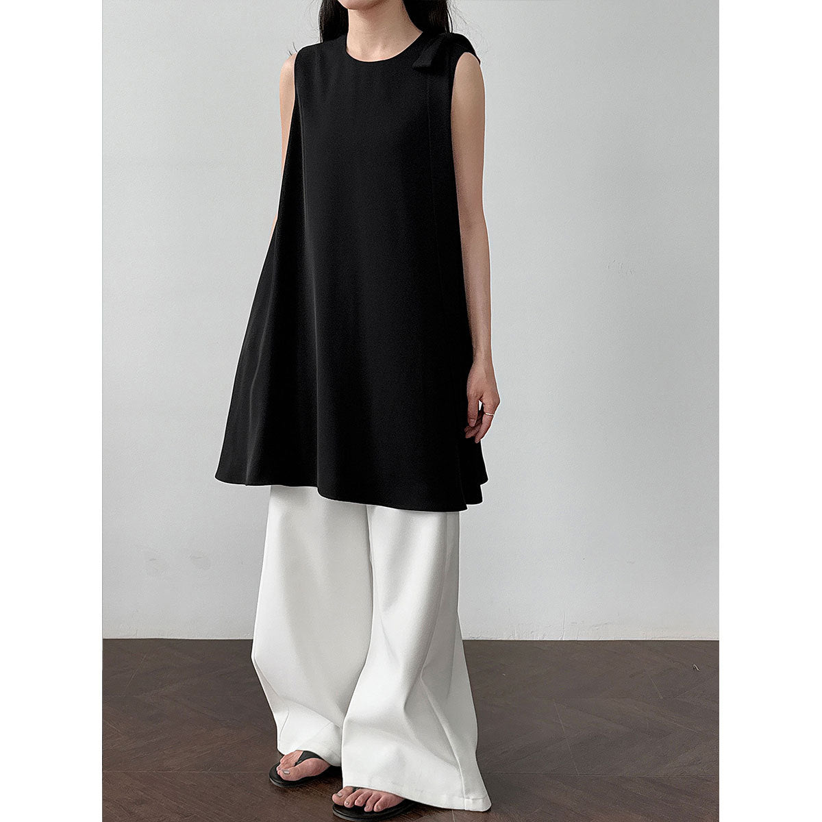 Luxi holiday bow sleeveless vest skirt summer new temperament niche design dress 5119