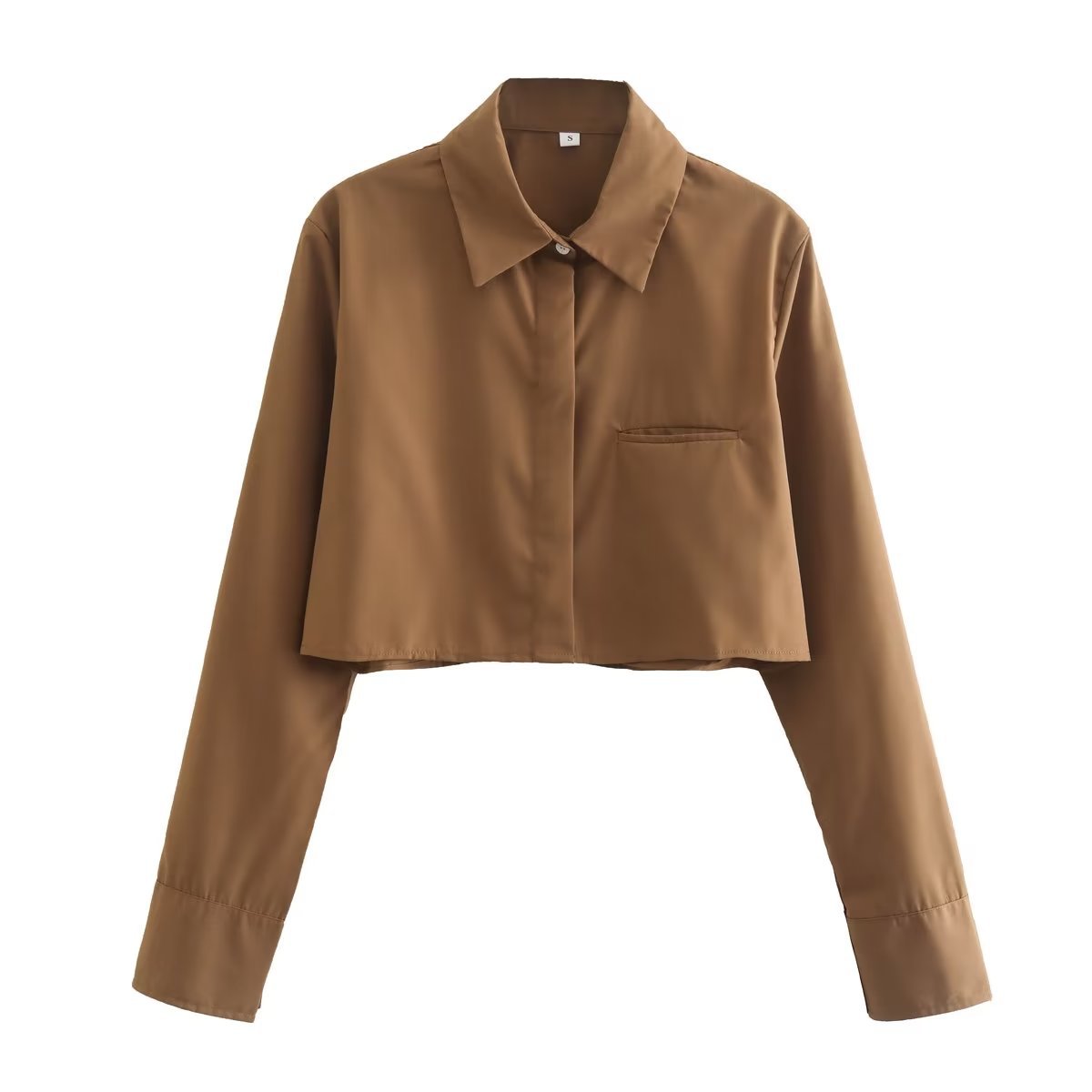 VLOVELAW INS European and American Beauty Bloggers Style Lapel Shirt for Women Autumn New Loose Short Midriff Outfit Top Shirt