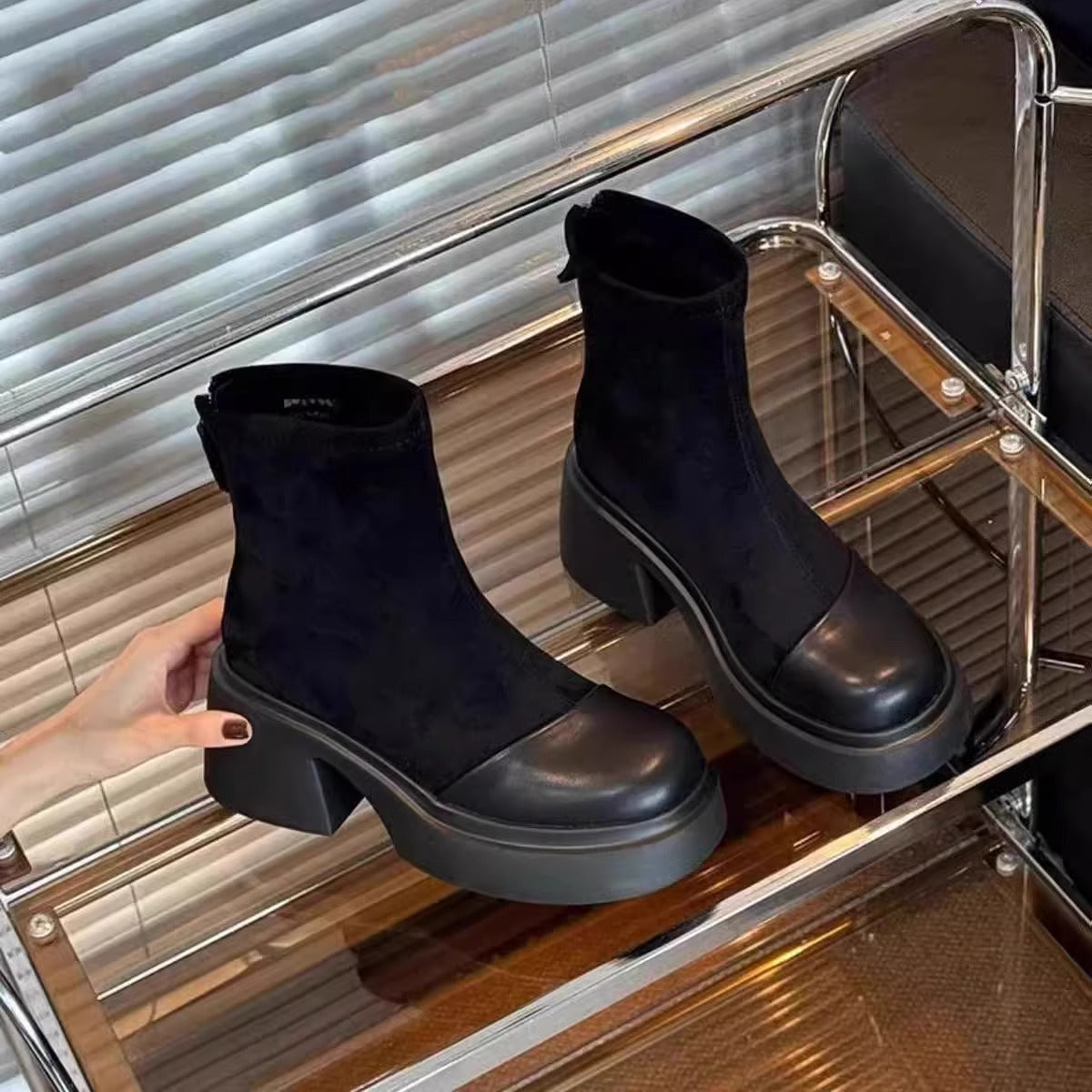 High-end thin boots women's popular new autumn and winter single boots muffin thick-soled high-heeled thin retro boots Martin boots