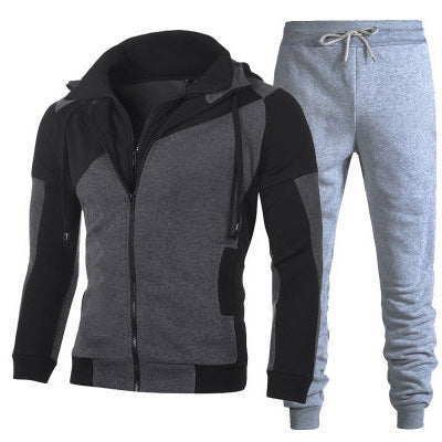 VLOVELAW zipper hoodie solid color sweater set men's autumn and winter hoodie trend fashion leisure sports two-piece set