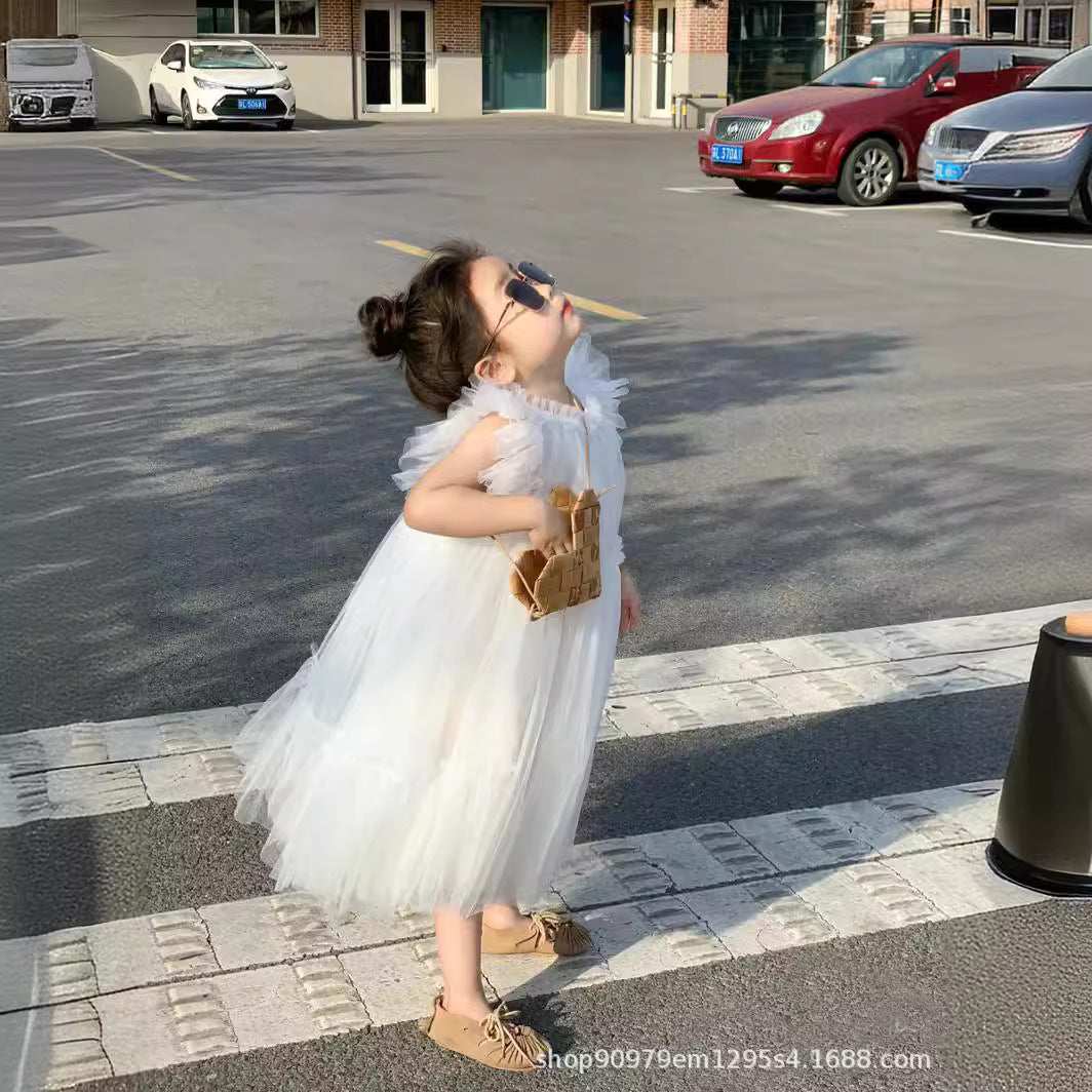 VLOVELAW 24 Years Internet Hot Girls Dress Flounced Sleeve Princess Dress Mesh Bubble Skirt Little Girl Birthday Little Dress
