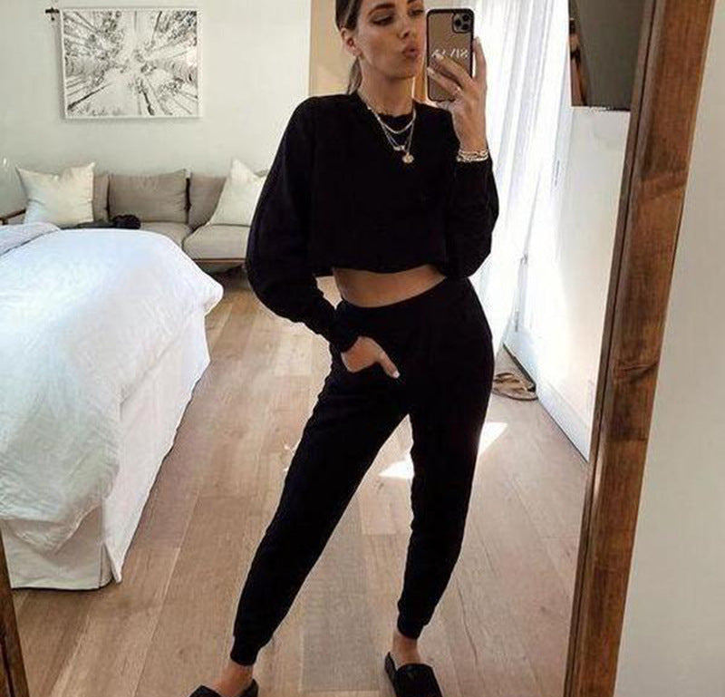 2025 spring and summer new loungewear casual two-piece set women's summer independent station long-sleeved trousers home set