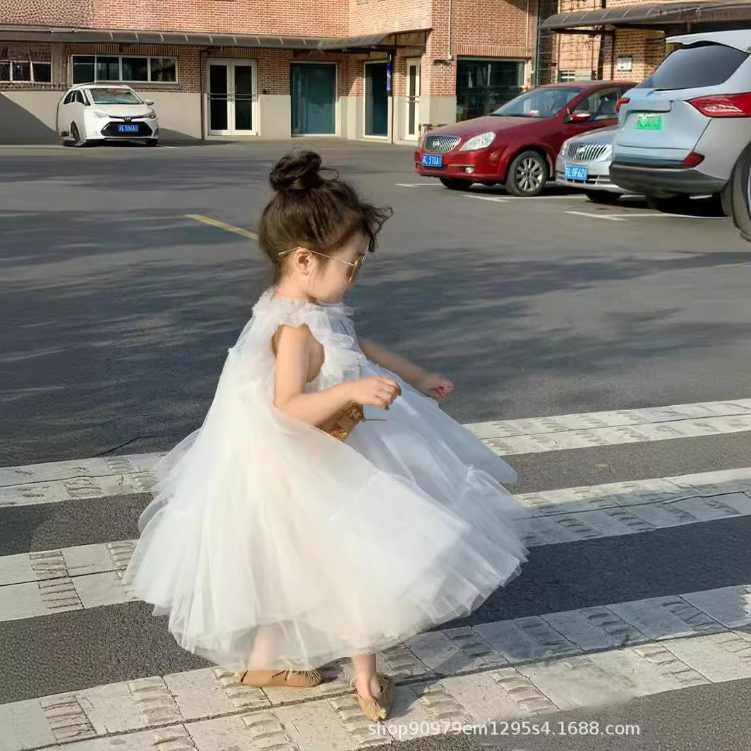 VLOVELAW 24 Years Internet Hot Girls Dress Flounced Sleeve Princess Dress Mesh Bubble Skirt Little Girl Birthday Little Dress