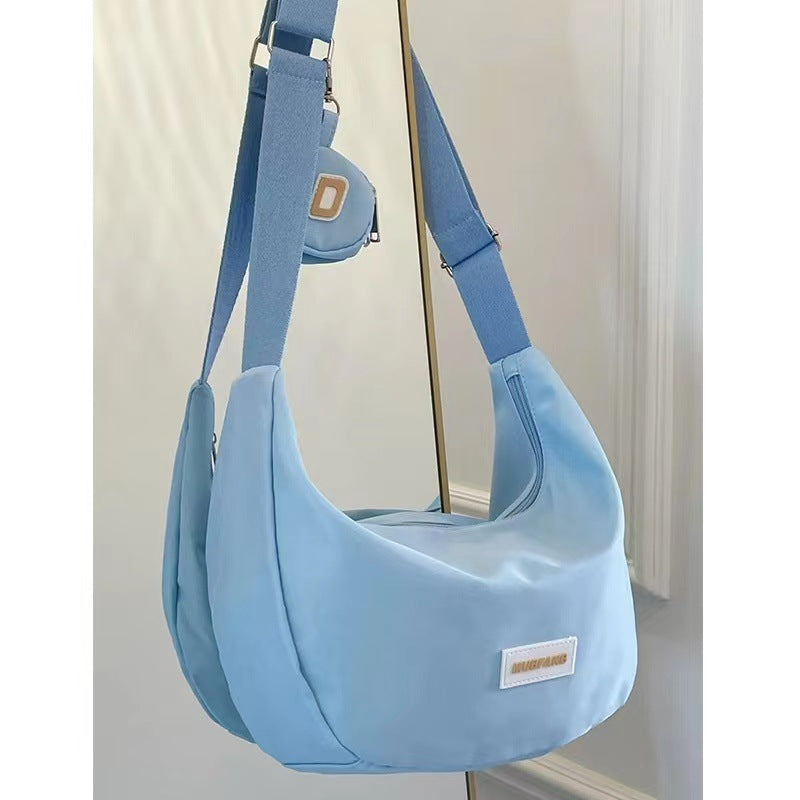 vlovelaw Nylon Dumpling Bag Spring/Summer Ins Trendy Canvas Bag Versatile Artistic Dumpling Bag College Student Unit Price Messenger Bag