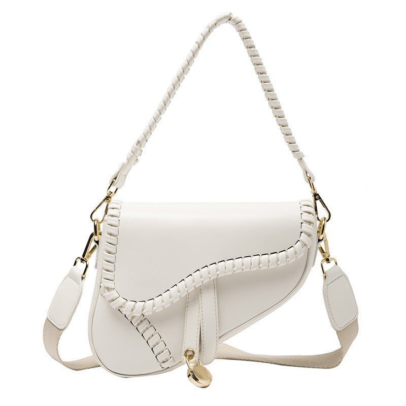 VLOVELAW Bag Women's Bag Autumn New Fashion Shoulder Crossbody Personality Saddle Bag Korean Style Pure Color Artistic Trendy Bag Women's
