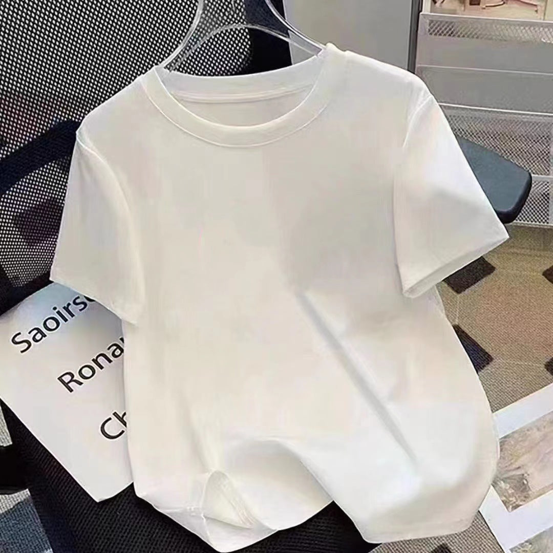 VLOVELAW New Chinese Style Printed Cotton Short-Sleeved T-shirt for Women Spring and Summer New Niche Design plus Size Bottoming Shirt