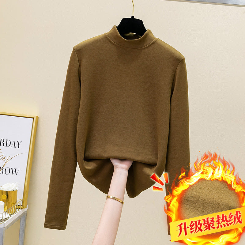 direct sales thickened German velvet pile collar bottoming shirt women's long-sleeved early spring new Popular-style warm inner top
