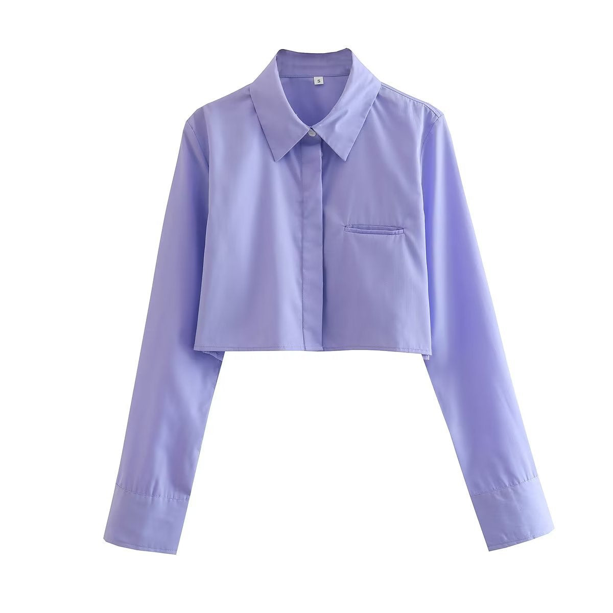 VLOVELAW INS European and American Beauty Bloggers Style Lapel Shirt for Women Autumn New Loose Short Midriff Outfit Top Shirt