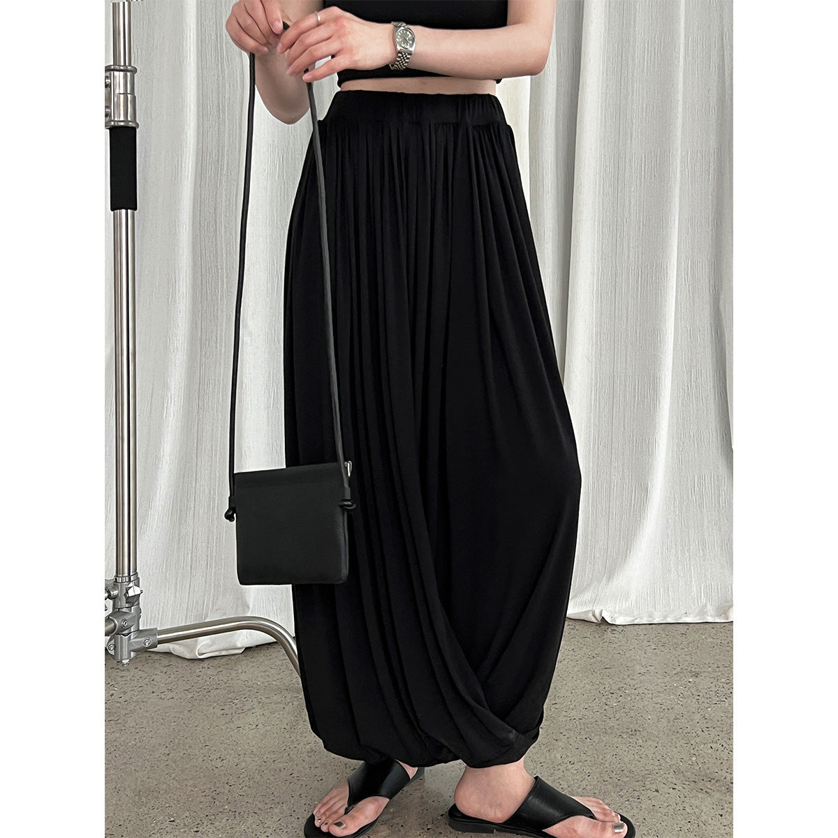 Luxi design sense Lenzing Modal kink skirt women's summer new high waist pleated knitted skirt 2676