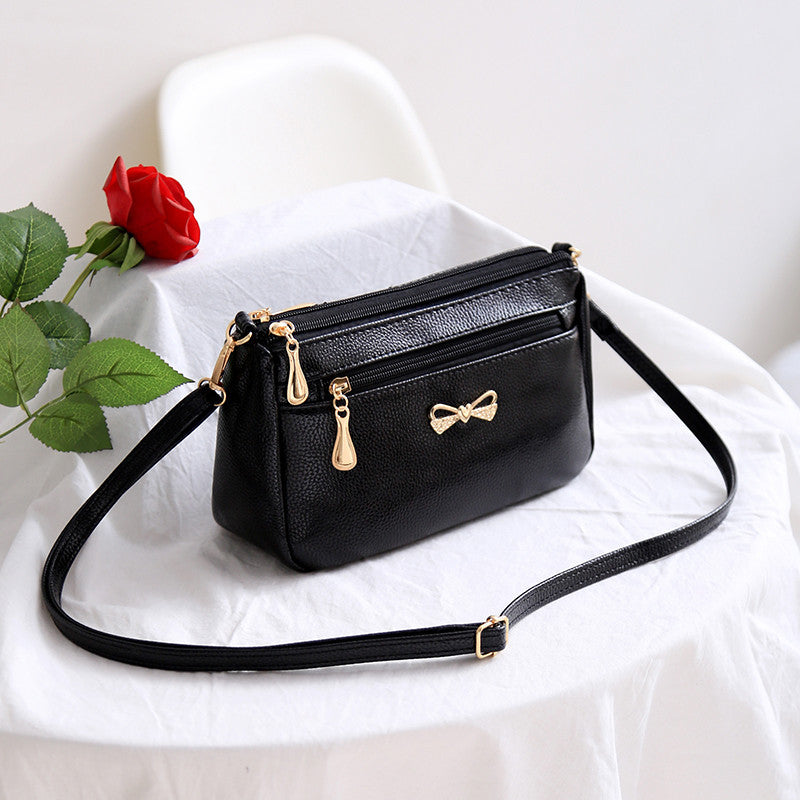 vlovelaw Messenger Bag Small Bag Middle-Aged Mother Bag Fashionable All-Match Soft Leather Women's Bag Mobile Phone Bag Small Shoulder Bag Shoulder Bag Texture