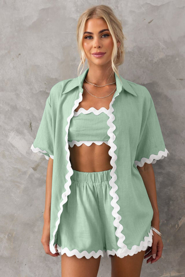VLOVELAW Early Spring New Cross Border Foreign Trade Women's Simple Fashion Short Shirt Casual Suit-88156