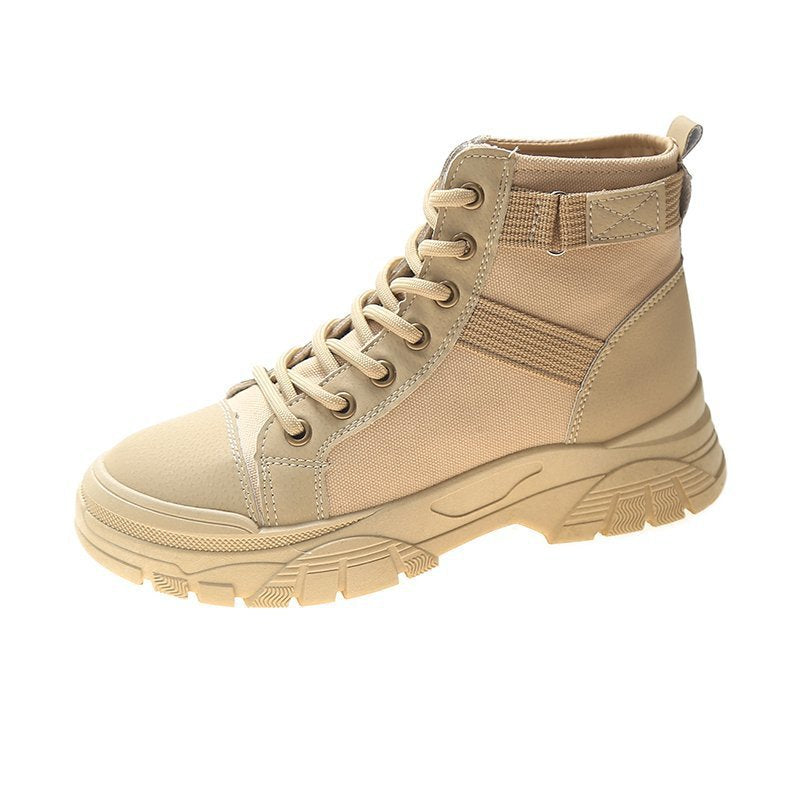 Martin Boots for Women Spring New High-Top Canvas Shoes British Style Breathable Thin Short Boots Lace-up Worker Boot