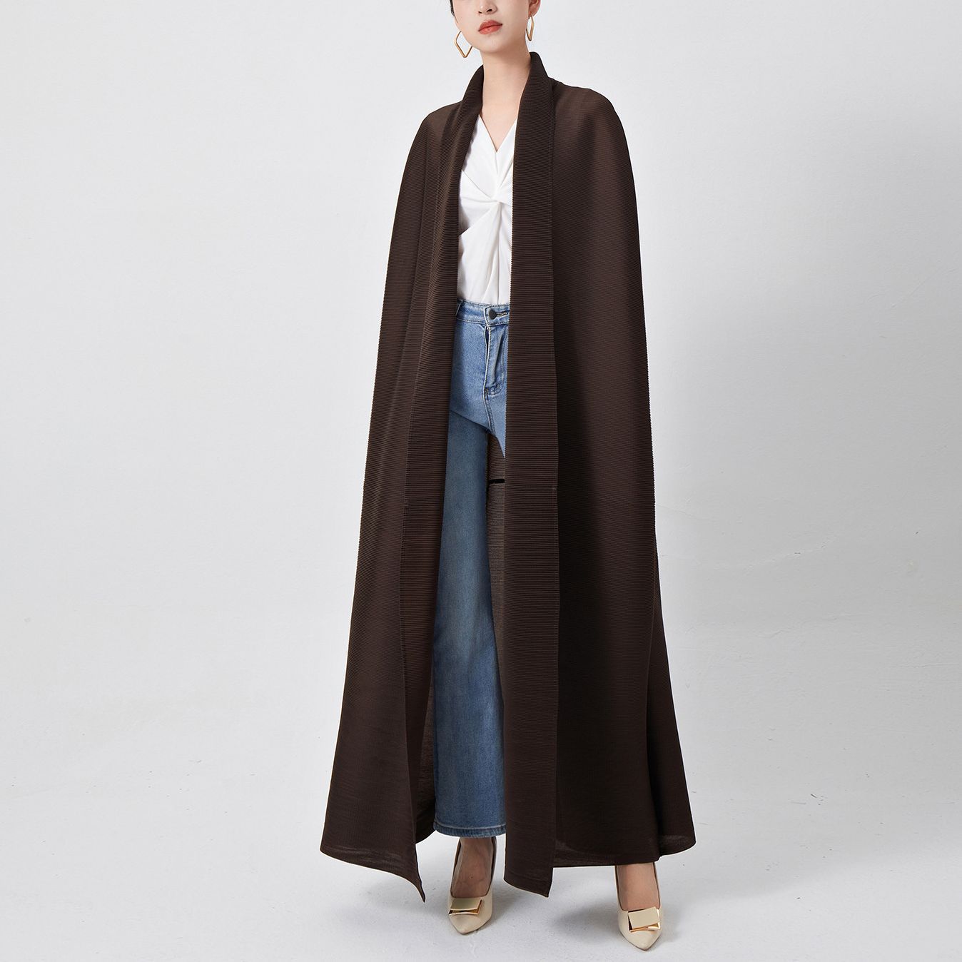 2025 Loose large size extended trench coat women's high-end sense of high-end New Middle East Popular trade abaya women's robe