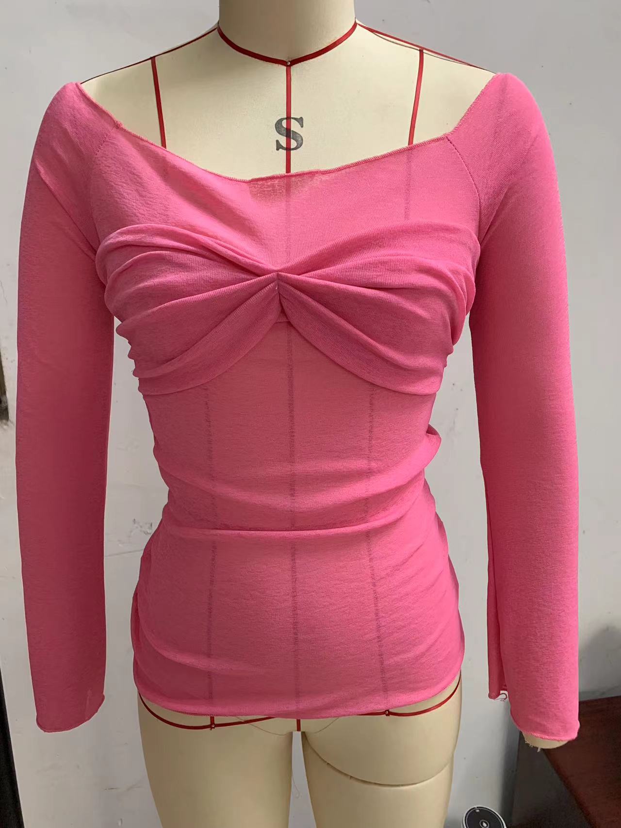 VLOVELAW New European and American Women's Casual Spring New Bow Tube Top Long Sleeve T-shirt Top Y2g Fashion