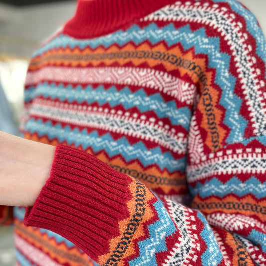 Official website direct sales thickened semi-turtleneck striped knitted sweater bottoming shirt autumn and winter new sweater inside and outside