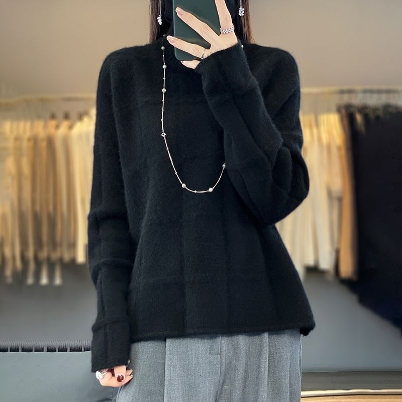 VLOVELAW Knitted sweater autumn and winter New new semi-turtleneck bottoming shirt with knitted women's sweater loose thickened top