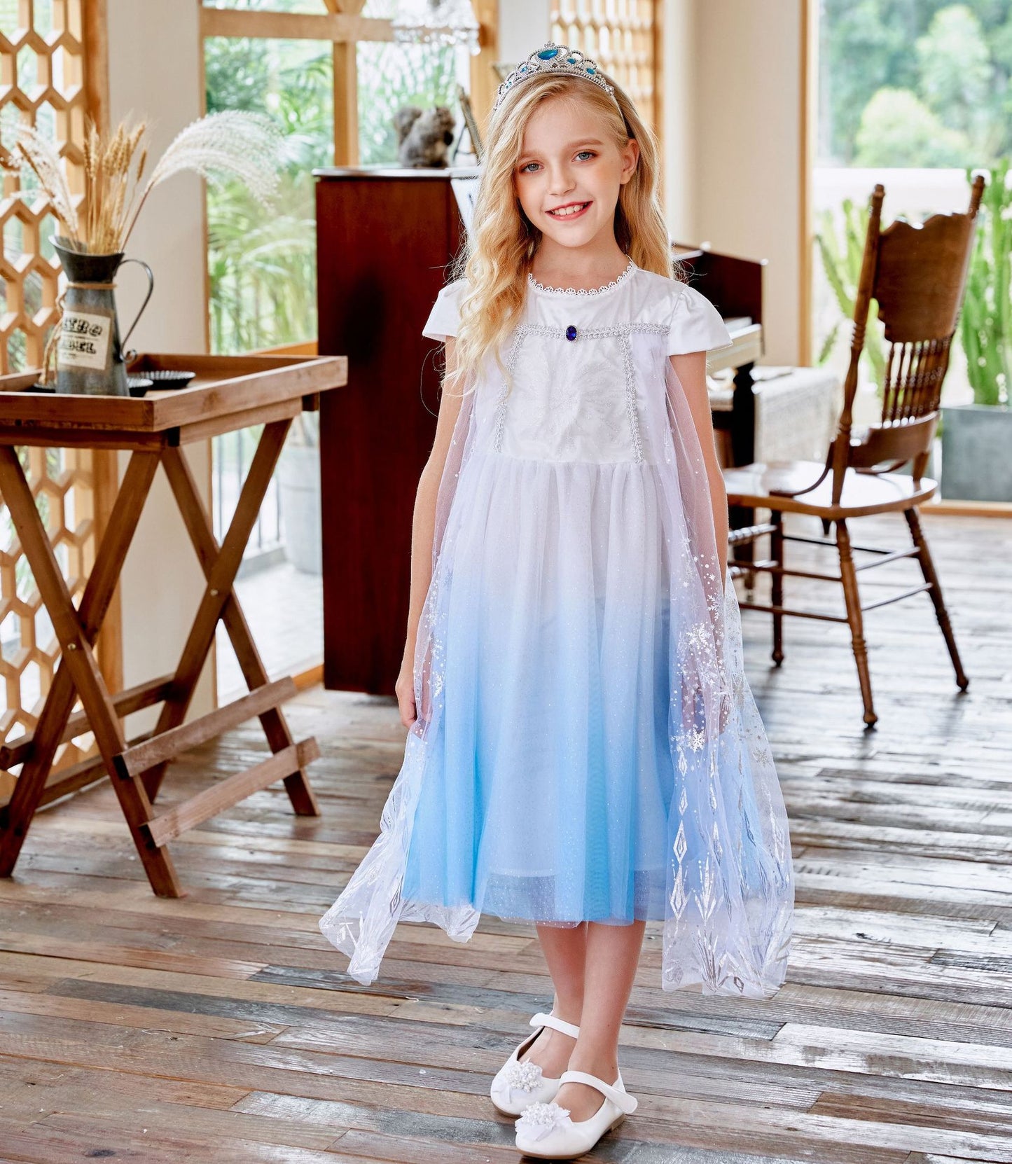VLOVELAW Princess Elsa Dress Frozen Summer Girls Birthday Skirt New Children Dress Little Girl Western Style