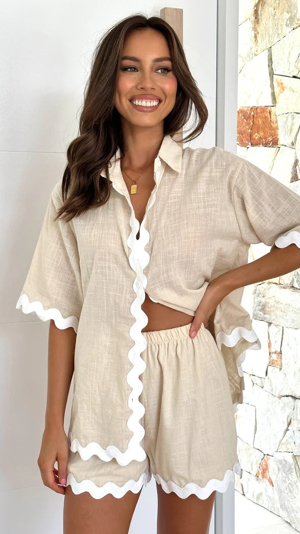 VLOVELAW Early Spring New Cross Border Foreign Trade Women's Simple Fashion Short Shirt Casual Suit-88156