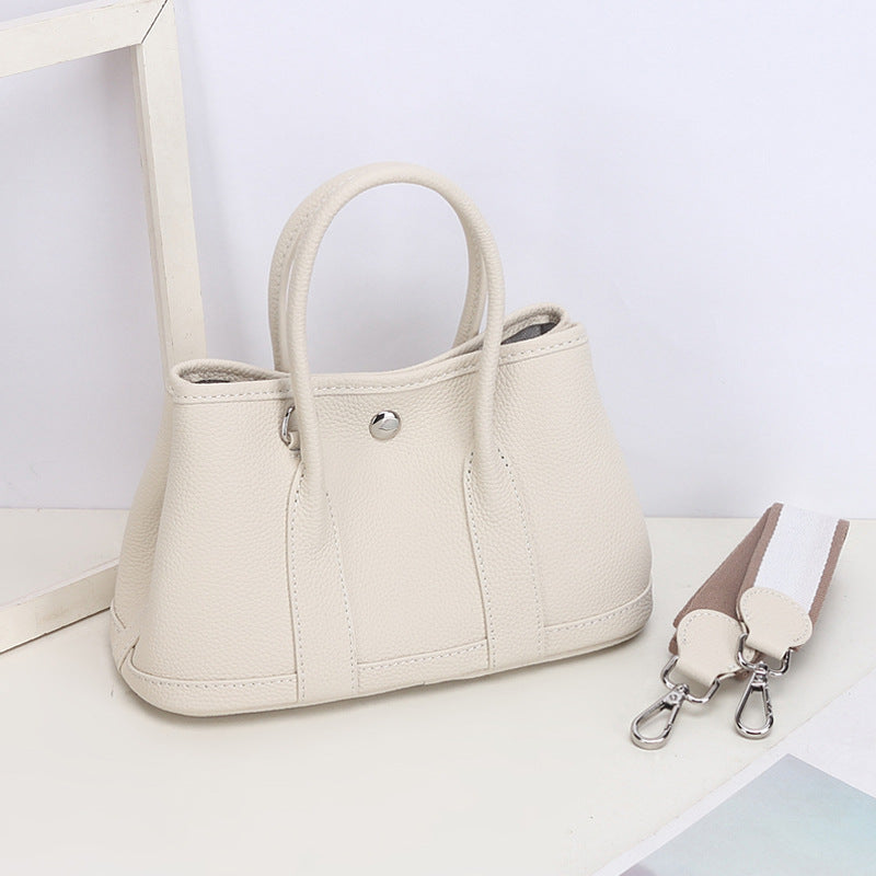 VLOVELAW 2025 New version, first-layer cowhide garden bag, genuine leather, fashionable large-capacity tote bag, wide shoulder strap, shoulder bag, commuter handbag.