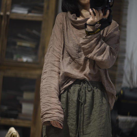 2025    22/11 SN88 spring and summer new simple literary light ramie shoulder shirt