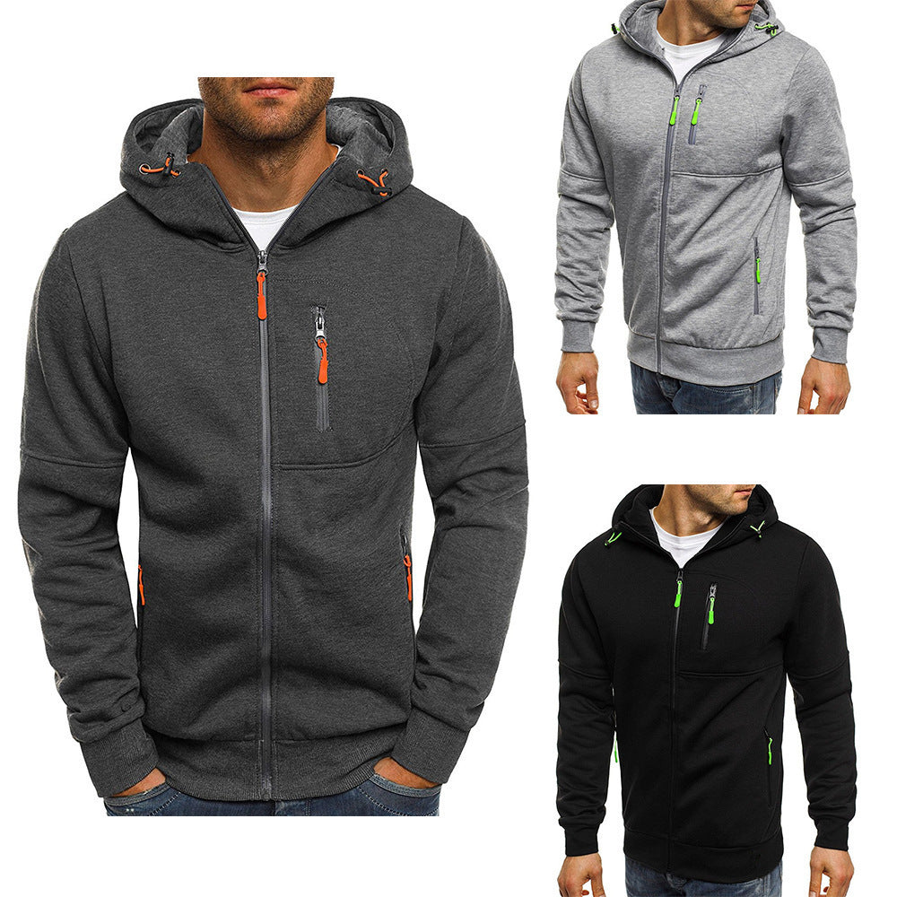 VLOVELAW 2025 popular Cross-New Hot Trade Autumn Spring Men's Sports Fitness Casual Jacquard Zipper Sweater Cardigan Hooded Jacket