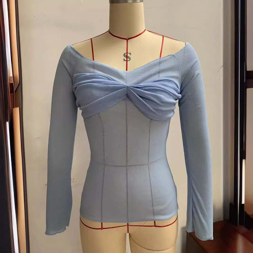 VLOVELAW New European and American Women's Casual Spring New Bow Tube Top Long Sleeve T-shirt Top Y2g Fashion