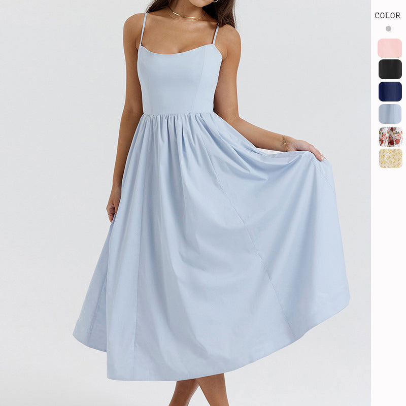 VLOVELAW Foreign Trade Women's Clothing Long Skirt Summer New Cross-Border Sexy Backless Spaghetti Straps Gentle Dress Women's Skirt