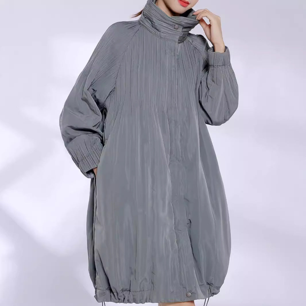 2025 cotton-padded clothes for women's high-end women's medium and long designs, pleated jackets, warm and fashionable cotton-padded clothes, casual and versatile.