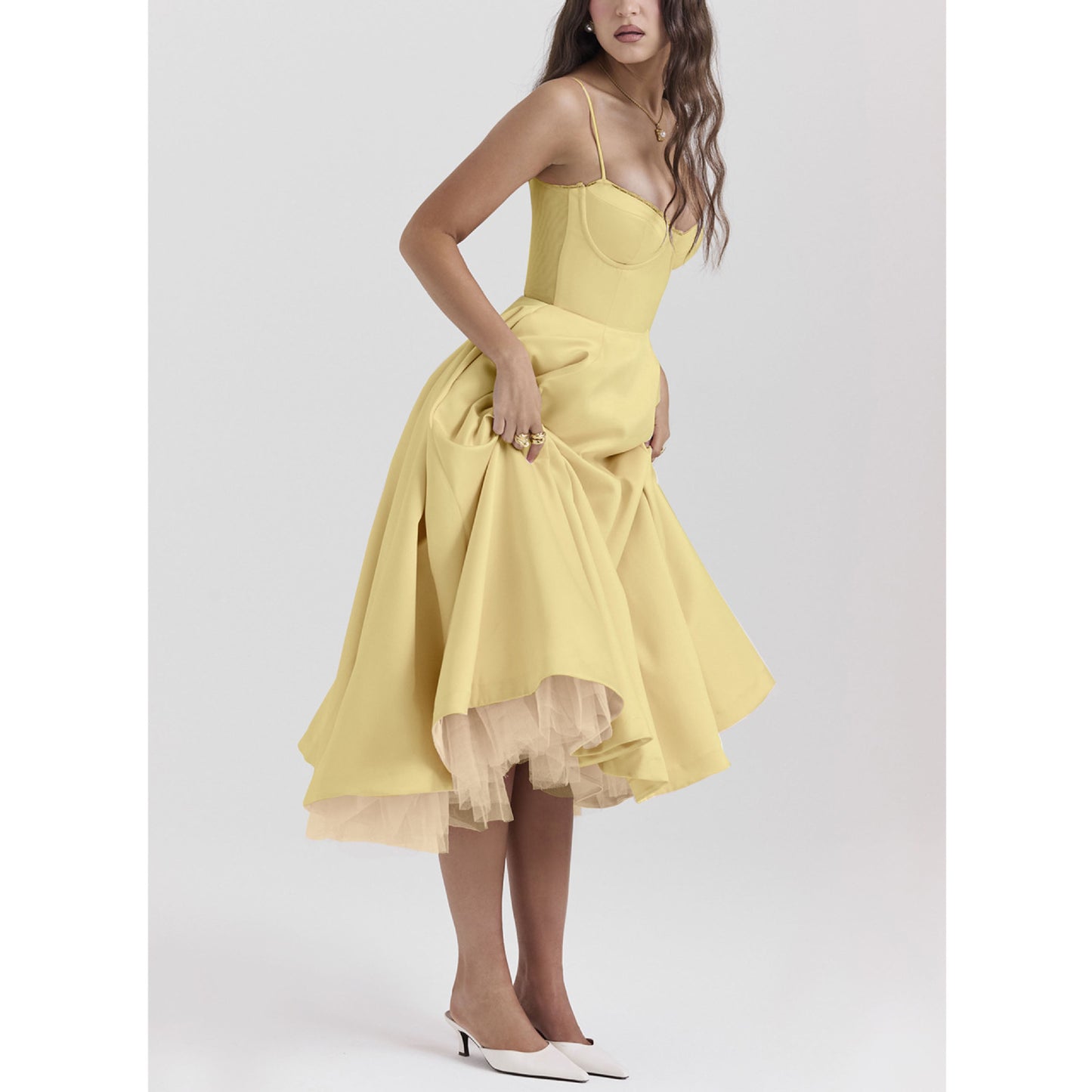 VLOVELAW European and American Style Sexy Women's Wear Cross-Border New V-neck Brace Sleeveless Dress Pettiskirt Long Skirt
