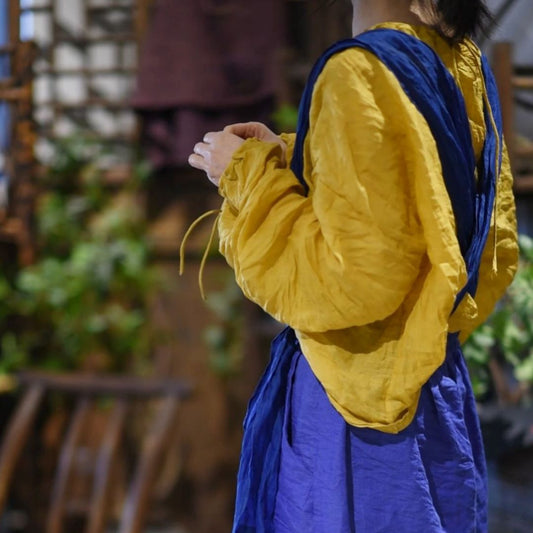 2025  24/3 SN43 spring literary and artistic versatile high-count ramie hand-buckled national style pullover linen shirt