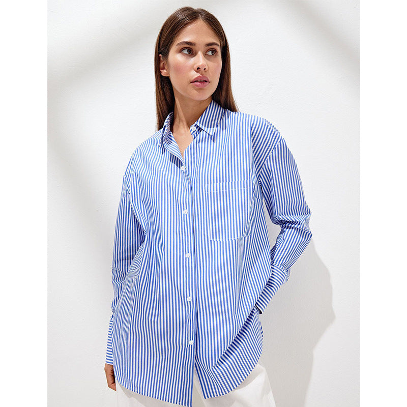 VLOVELAW pure striped shirt 2025 popular summer new trend fashion versatile loose polo striped shirt
