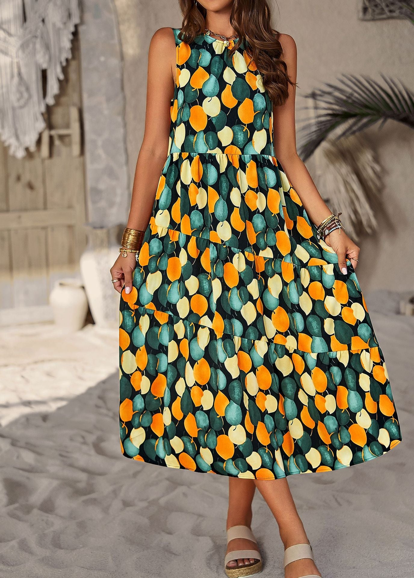 VLOVELAW Self-Developed and Designed Fashion Dress Spring and Summer Halter Loose Vacation Skirt for Women