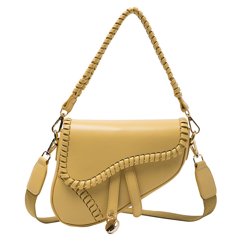 VLOVELAW Bag Women's Bag Autumn New Fashion Shoulder Crossbody Personality Saddle Bag Korean Style Pure Color Artistic Trendy Bag Women's