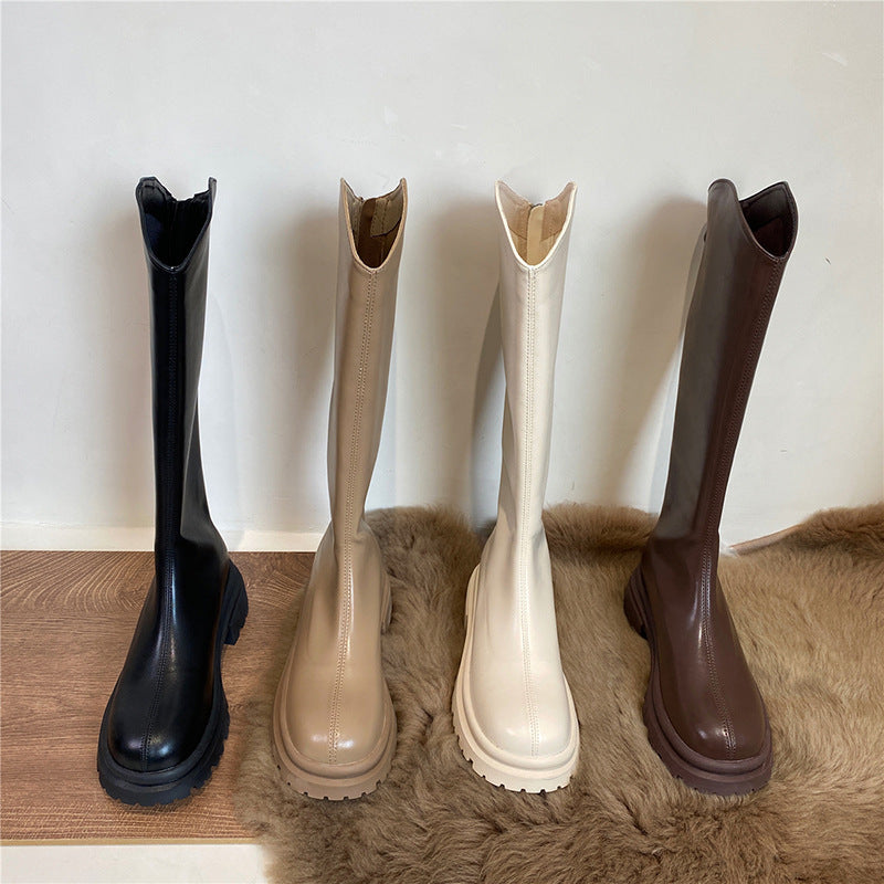 Boots Women's Chelsea Boots White Long Boots popular New Autumn and Winter Thick-soled Martin Boots Tall Knight Boots