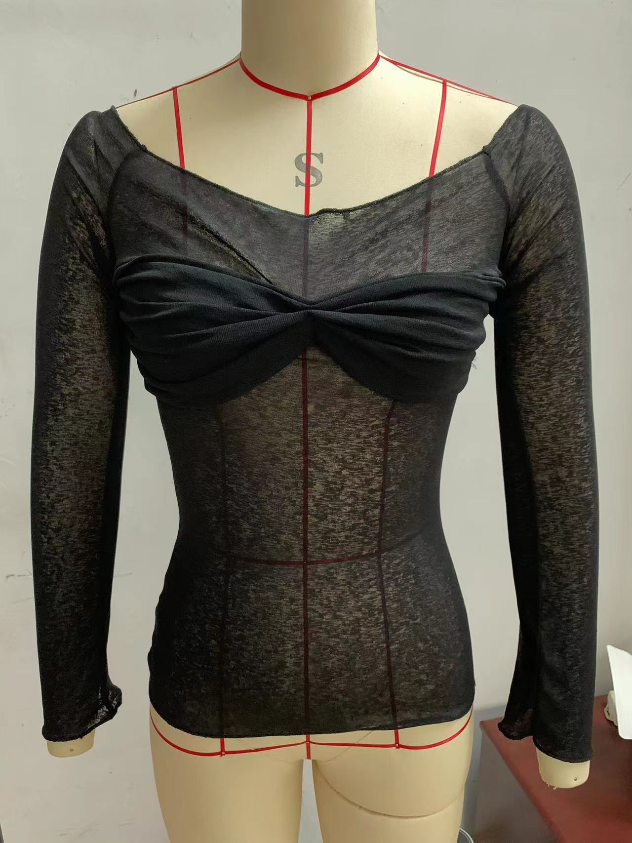 VLOVELAW New European and American Women's Casual Spring New Bow Tube Top Long Sleeve T-shirt Top Y2g Fashion