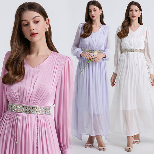 White seaside vacation dress women's summer high-end feeling elegant big swing dress Sanya beach skirt super fairy gauze skirt